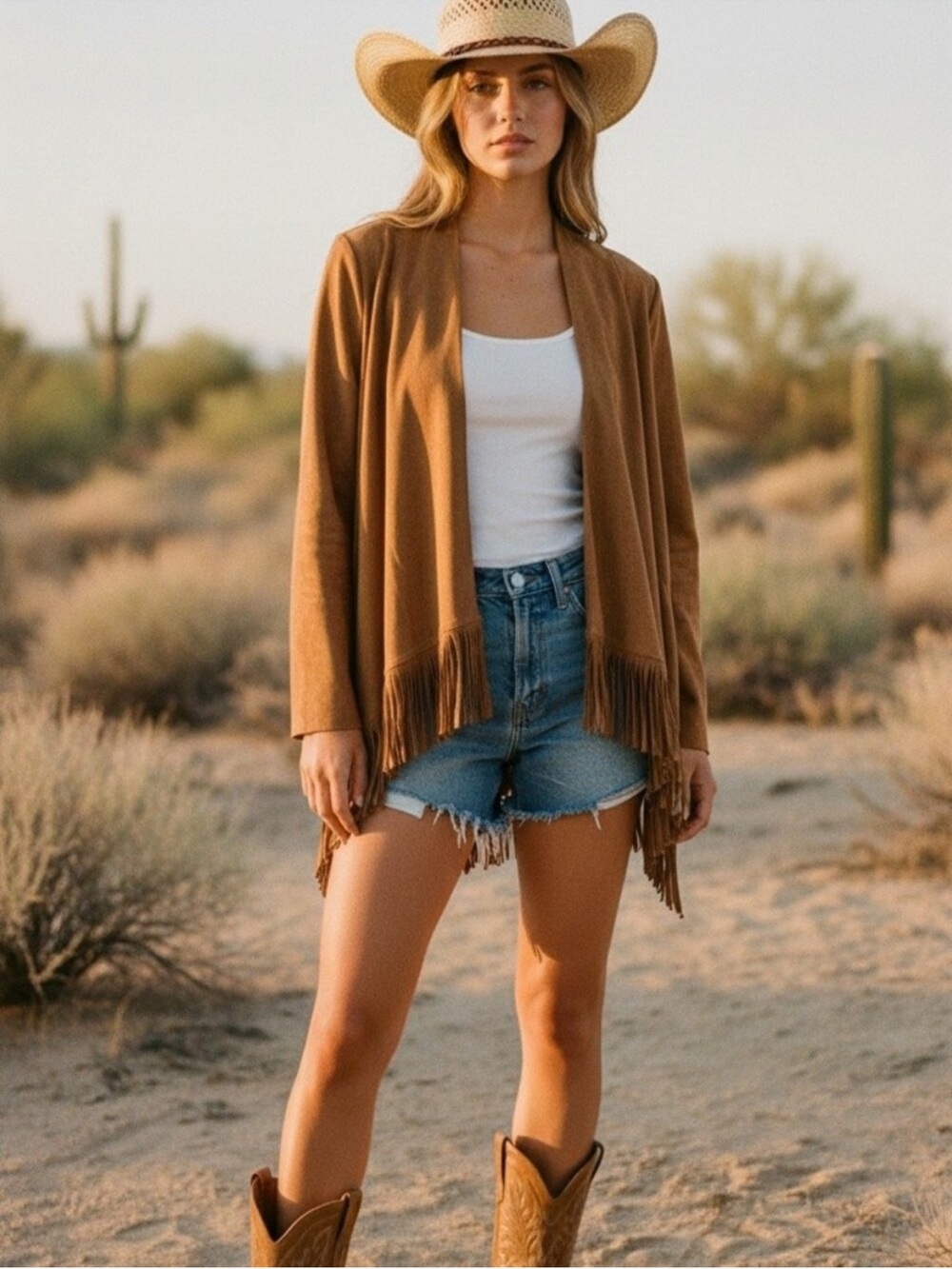 Hollister Faux suede western fringe jacket blazer